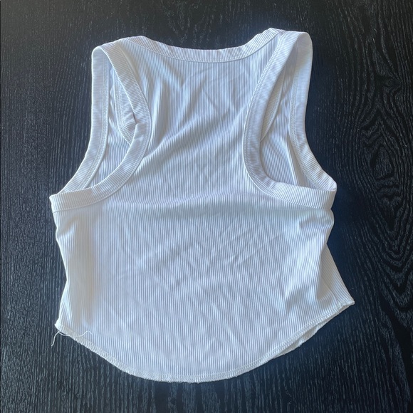 White Ribbed Scoop Neck Tank Top - Picture 5 of 5